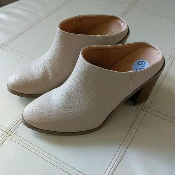 Nude Mules with Block Heel